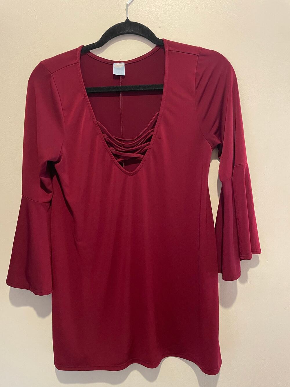 Retro Renfair burgundy bell sleeve top